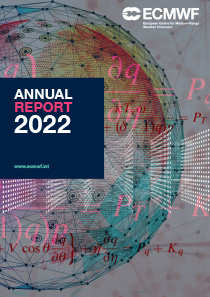 Cover image for ECMWF Annual Report 2022 with machine learning theme