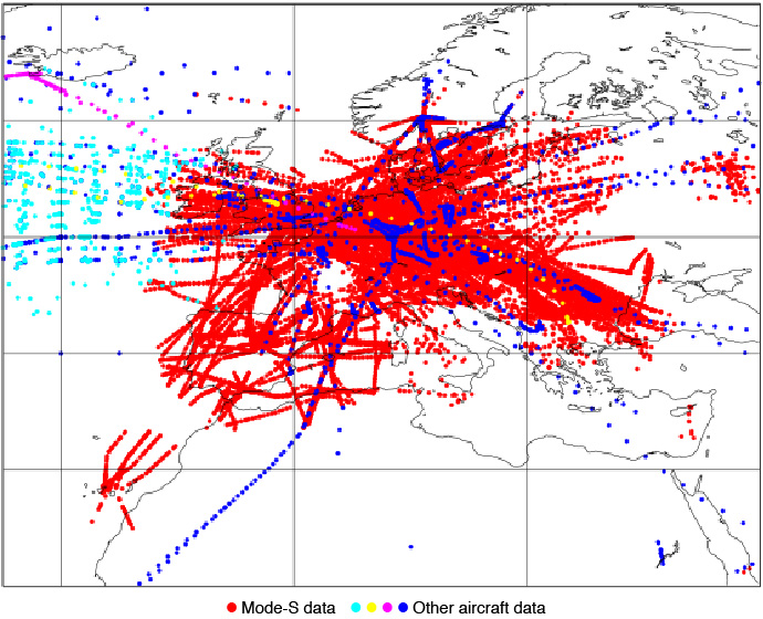 Aircraft data map Europe 9-10 May 2020